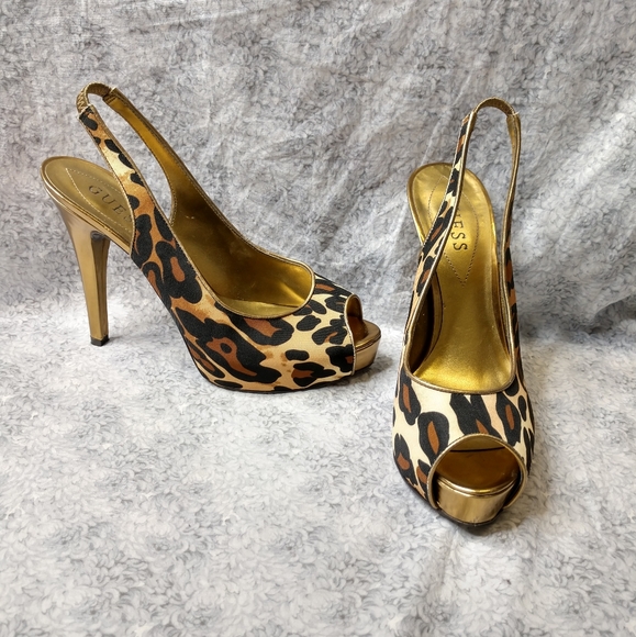 Guess Shoes - 3/$15 GUESS leopard open toe slingback heel 8